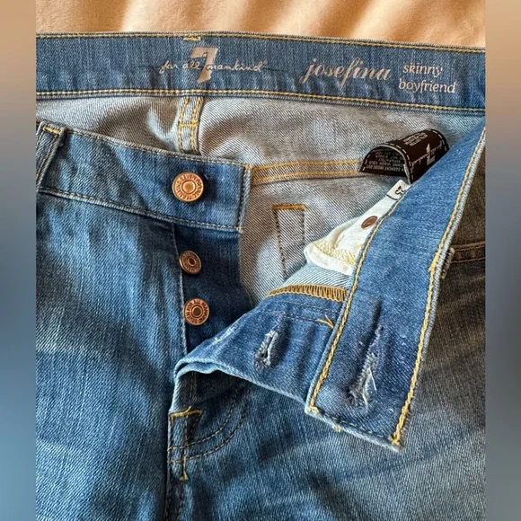 7 For All Mankind Low Rise Skinny Boyfriend Jeans, Size 25 - Picture 6 of 8